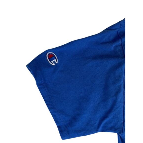 Champion Men's Blue Script Logo T-Shirt Medium Athletic Fit - Picture 4 of 8